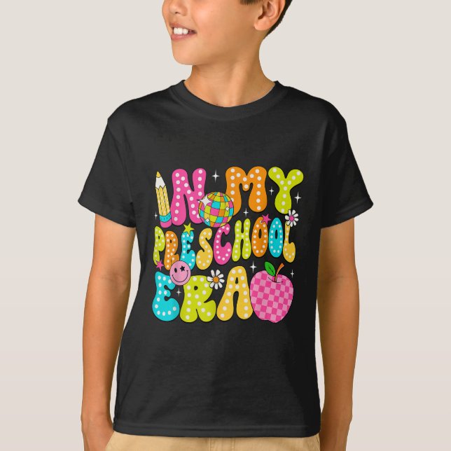 Camiseta Na Minha Era Pré-Escolar Professor Groovy de Volta (Frente)