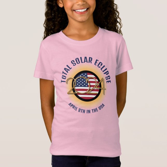 Camiseta Na moda 2024 TOTAL ECLIPSE EUA Flag Kids (Frente)