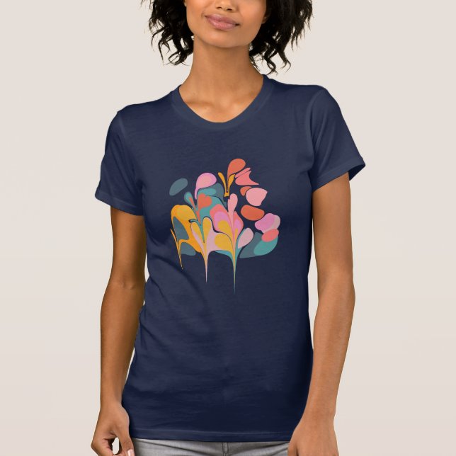 Camiseta Na moda Abstrato Marble Formas Botânicas Arte (Frente)