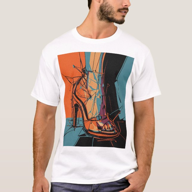 Camiseta Na moda artístico Calçado da abstrato (Frente)