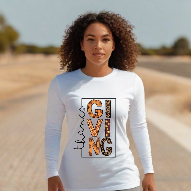 Camiseta Na moda branco Ação de Graças (Criador carregado)