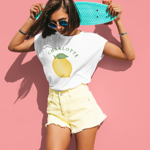Camiseta Na moda Citrus Lemon Yellow Summer Monograma