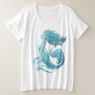 Camiseta na moda de aquarela de sereia