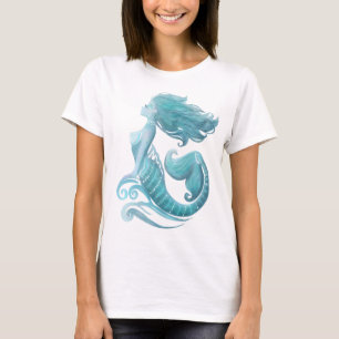 Camiseta na moda de aquarela de sereia