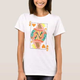 Camiseta Na moda de Cartões de Reprodução da Rainha do Cora