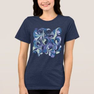 Camiseta Na moda de espiral abstrato Azul Marble Personaliz
