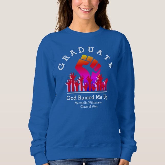 Camiseta Na moda DEUS LEVANTOU-ME Formando de Nome Personal (Frente)