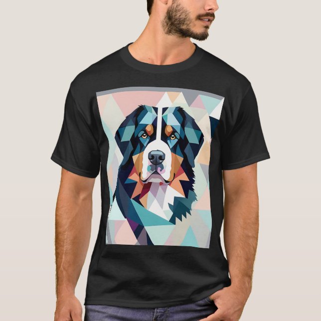 Camiseta Na moda geométrico de bernês multicolor (Frente)