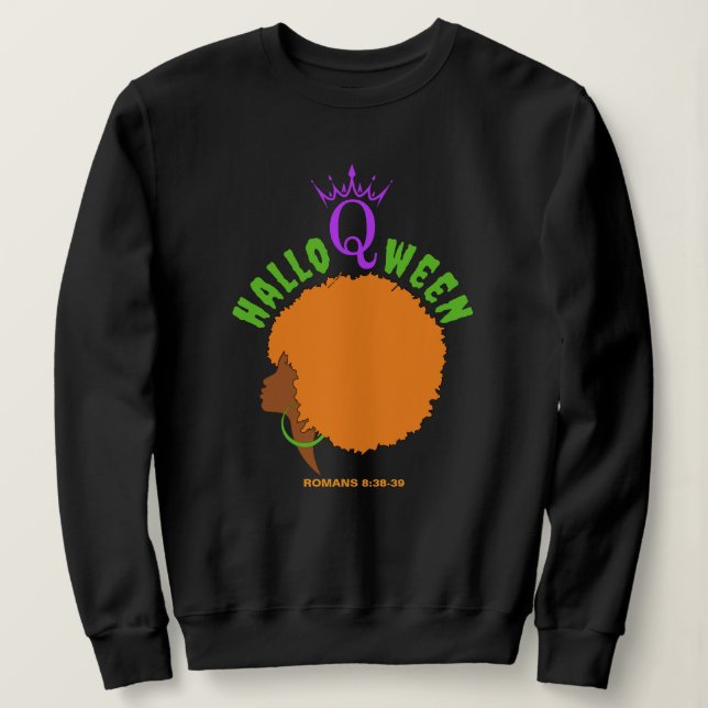 Camiseta Na moda HALLOQWEEN Afro Queen Halloween (Frente do Design)