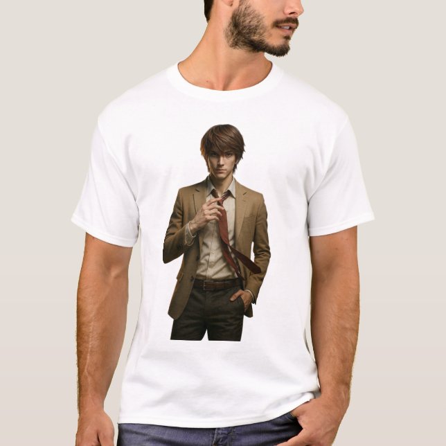Camiseta Na moda, Jovem, de Aterro Marrom Ajustando Torneir (Frente)