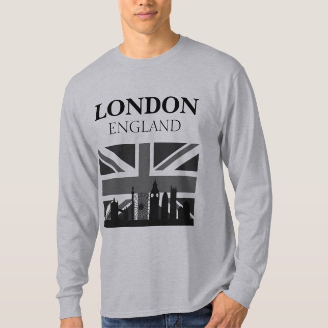 Camiseta Na moda Legal Black Cinza London Union Jack (Frente)