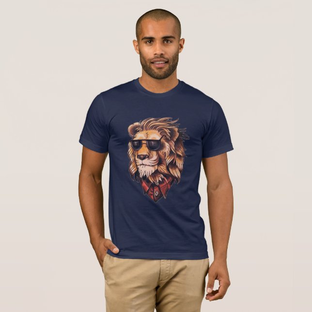 Camiseta Na moda Lion com óculos (Frente Completa)