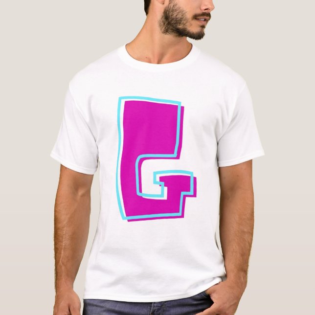 Camiseta Na moda Magenta e Letra Teal G (Frente)