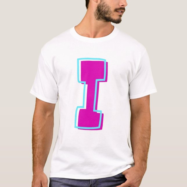 Camiseta Na moda Magenta e Letra Teal I (Frente)
