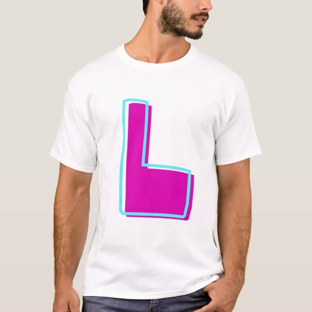 Camiseta Na moda Magenta e Letra Teal L (Frente)