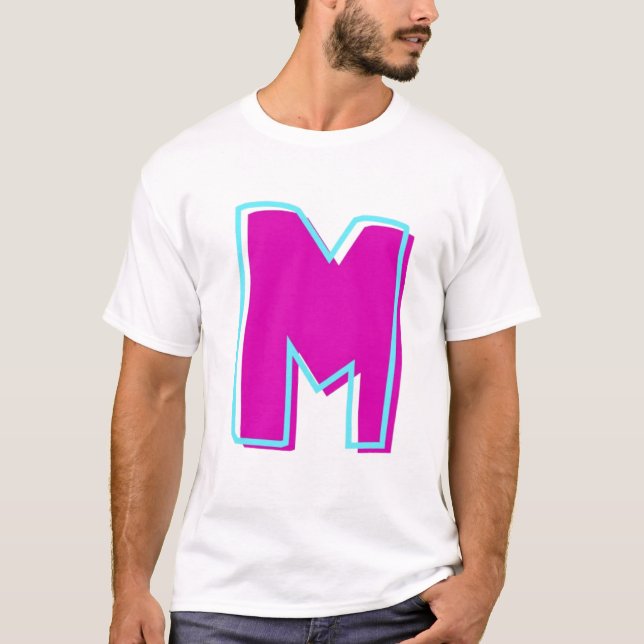 Camiseta Na moda Magenta e Letra Teal M (Frente)
