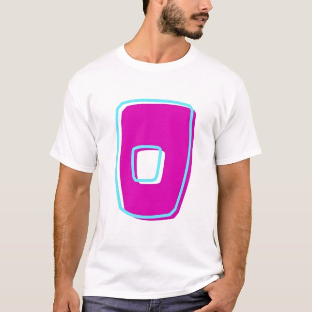 Camiseta Na moda Magenta e Letra Teal O (Frente)