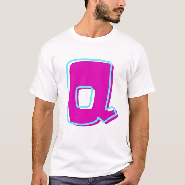 Camiseta Na moda Magenta e Letra Teal Q (Frente)