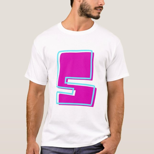 Camiseta Na moda Magenta e Letra Teal S (Frente)