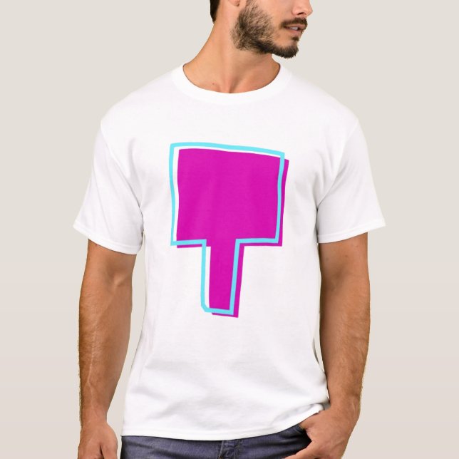 Camiseta Na moda Magenta e Letra Teal t (Frente)