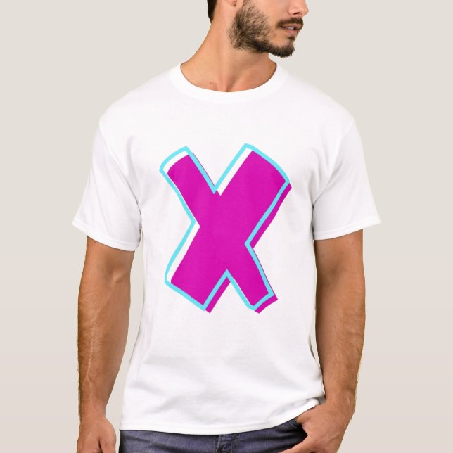 Camiseta Na moda Magenta e Letra Teal X (Frente)