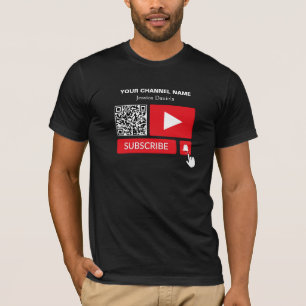 Camiseta Na moda Preto e Vermelho - Código QR, Youtube - Vl