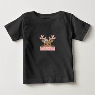 Camiseta Na moda Reindeer com vibrações cor-de-rosa e Doura