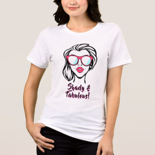 Camiseta Na moda Retro Mulher com óculos escuros