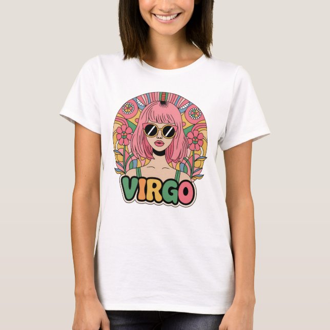 Camiseta Na moda Retro Virgo Mulher-Vírus - Sinal Zodiac Co (Frente)