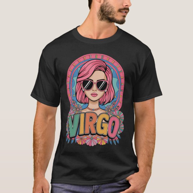 Camiseta Na moda Retro Virgo Mulher-Vírus - Sinal Zodiac Co (Frente)