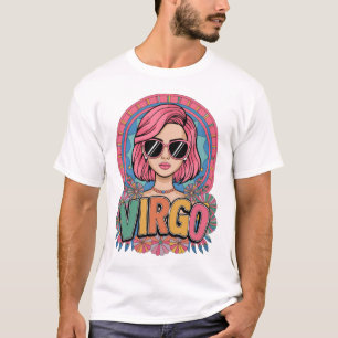 Camiseta Na moda Retro Virgo Mulher-Vírus - Sinal Zodiac Co