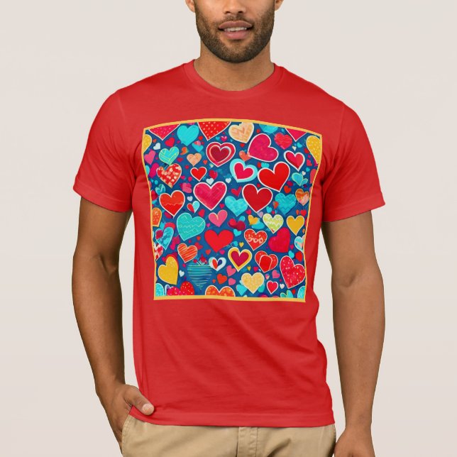 Camiseta Na moda Romance: Elegância dos Corações Chicos (Frente)