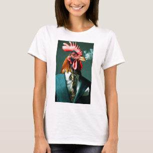 Camiseta Na moda Rooster Fumando uma Figurina de Charuto de