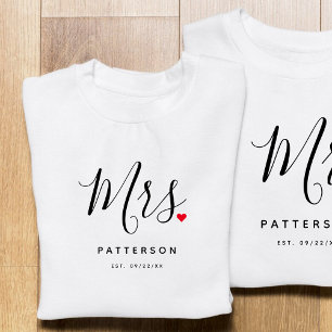 Camiseta Na moda Sobrenome Personalizado e Casamento de Dat