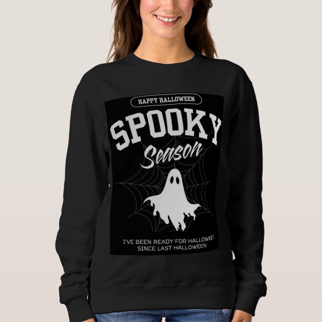 Camiseta Na moda Spooky Ghost Halloween Women Sweatshirt (Frente)