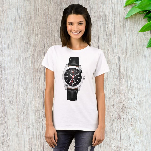 Camiseta Na moda Timepece do Lúxo Cronógrafo Negro (Criador carregado)