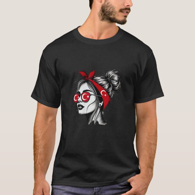 Camiseta Na moda Turca com bandeira turca design (Frente)
