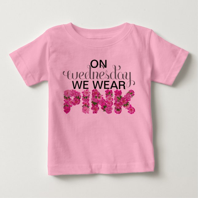 Camiseta Na Quarta-Feira, Vestimos A Onsie Floral Rosa (Frente)