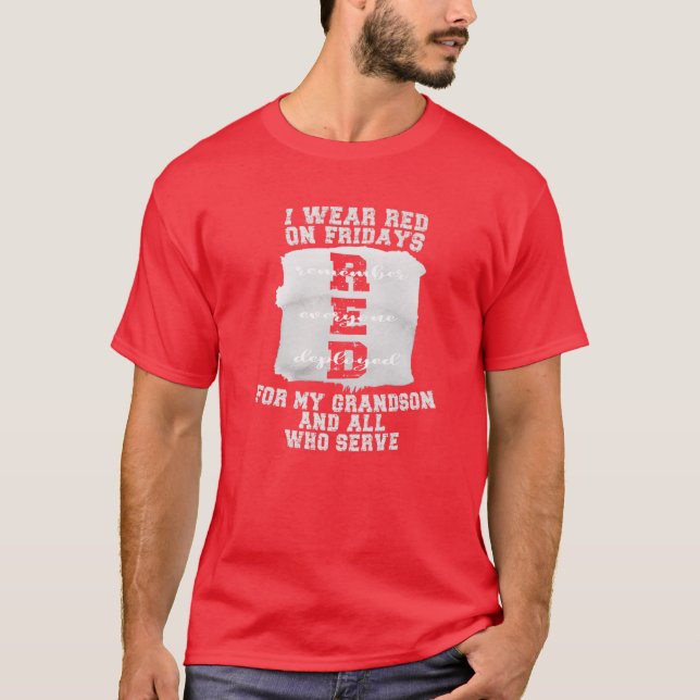 Camiseta Na Sexta-Feira, Vestimos Vermelho Na Sexta-Feira,  (Frente)
