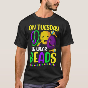 Camiseta Na terça-feira usamos contas Celebrações de Mardi 