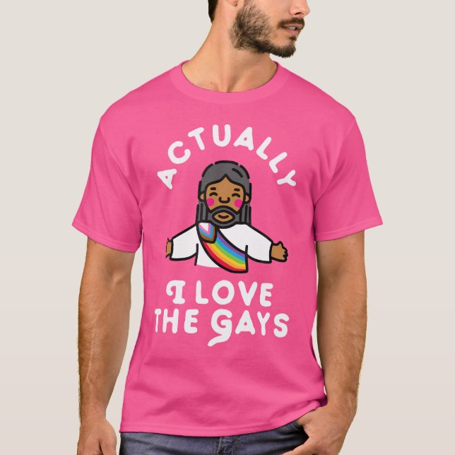 Camiseta Na Verdade Eu Amo Os Gay Jesus (Frente)