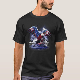 Camiseta Nação Americana Cyborg Eagle Orgulhosa Patriot Bir