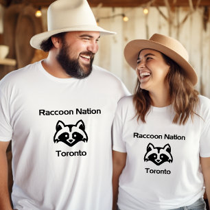 Camiseta Nação Divertida de Guaxinins Toronto Light-Monocro
