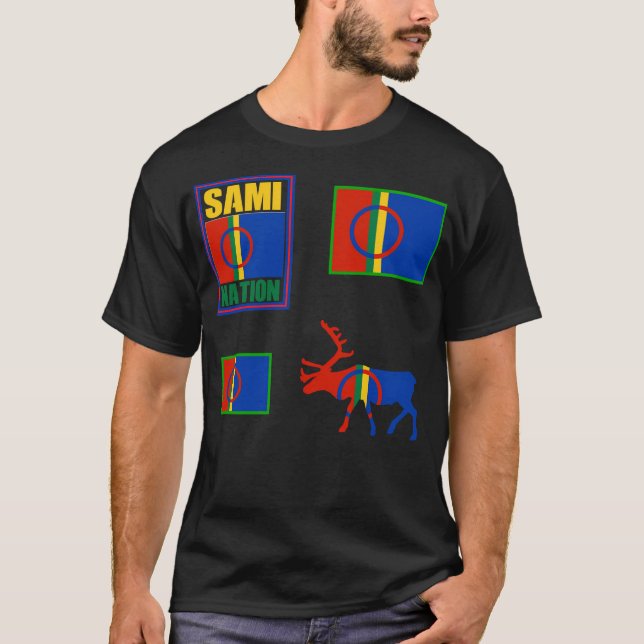 Camiseta Nação Sami. Sami Flag. (Frente)