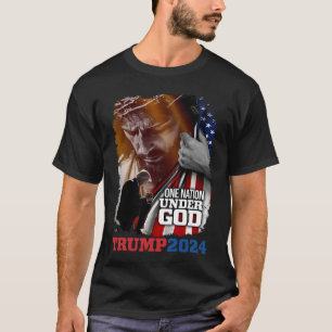 Camiseta Nação Sob Deus Presidente Trump 2024 America Chri