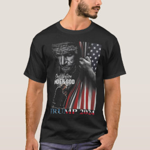 Camiseta Nação Sob Deus Trump 2024 God American Flag 1