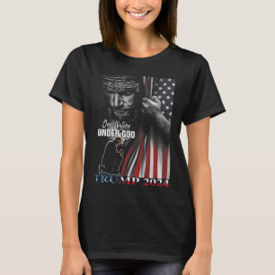Camiseta Nação Sob Deus Trump 2024 God American Flag 1