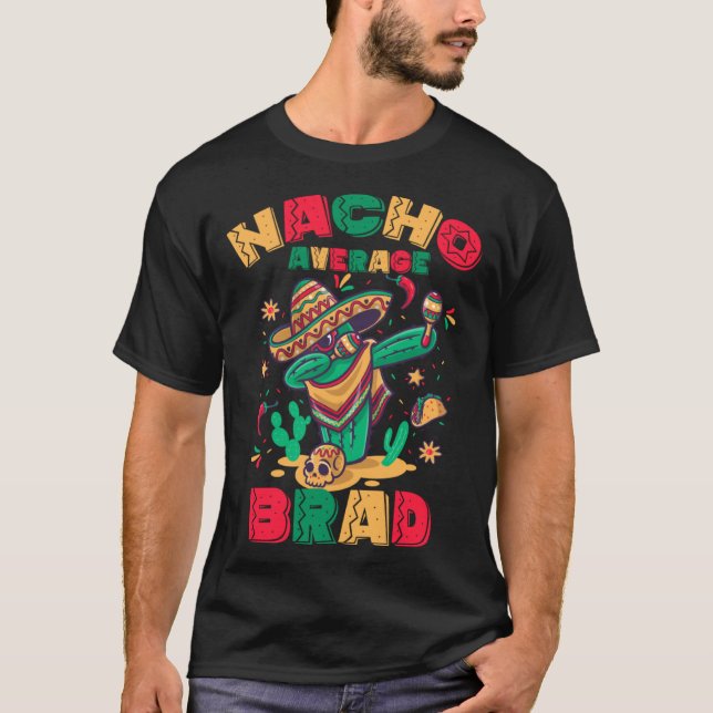 Camiseta Nacho Média BRAD Dabbing Cactus mexicano Taco (Frente)