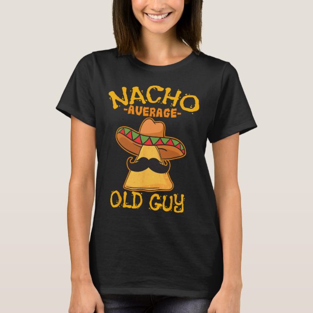 Camiseta Nacho Média da Velha Cara Mexicana Avô Cinco De (Frente)