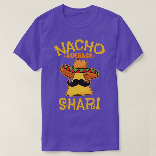 Camiseta Nacho Média Shari Personalizado Nome Funny Taco (Frente do Design)